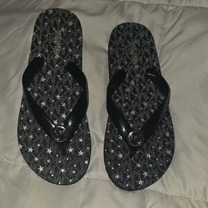 Michael Kors Black Star-Print Flip Flops